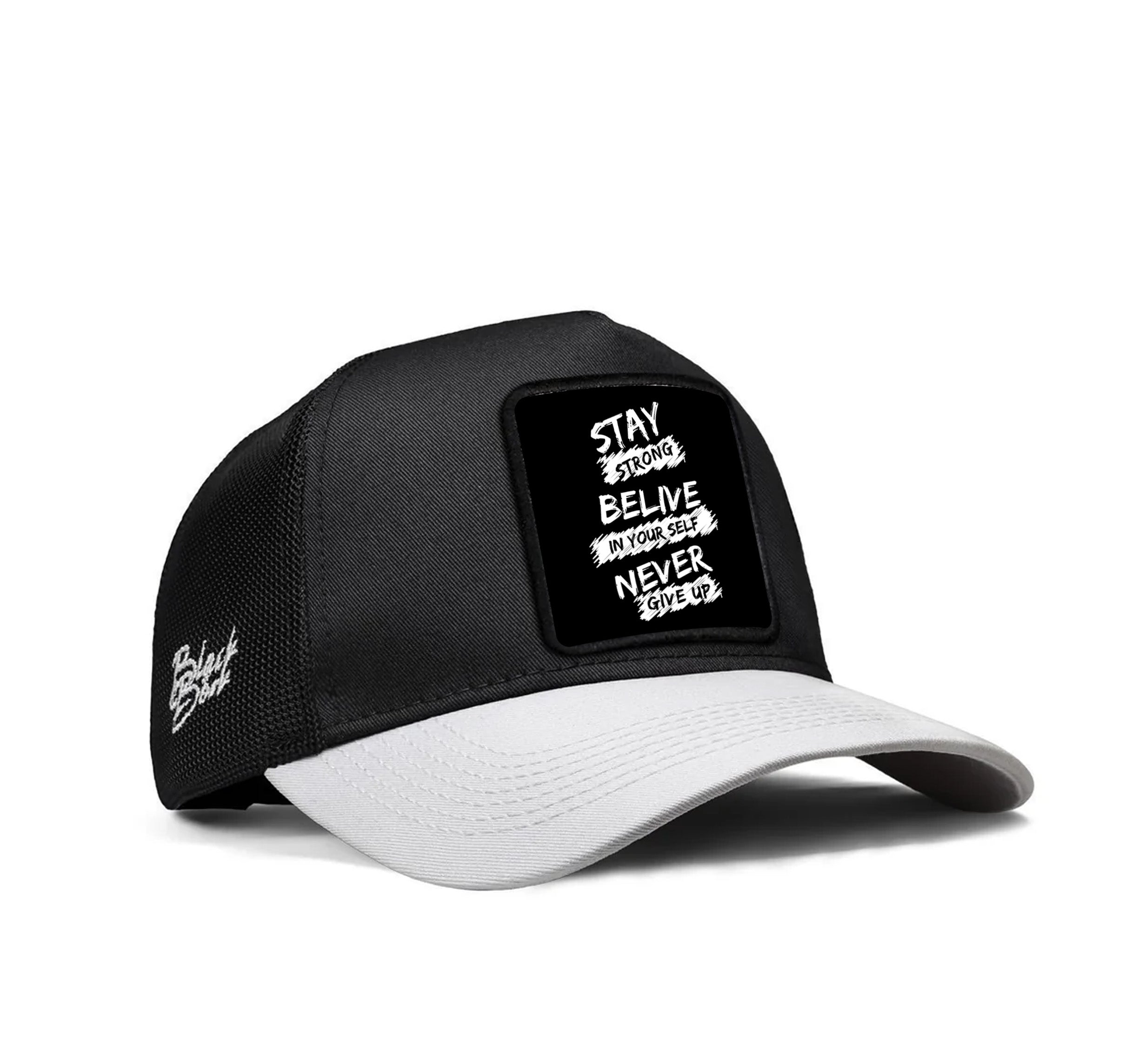 BlackBork White-Black Cap "Stay Strong"