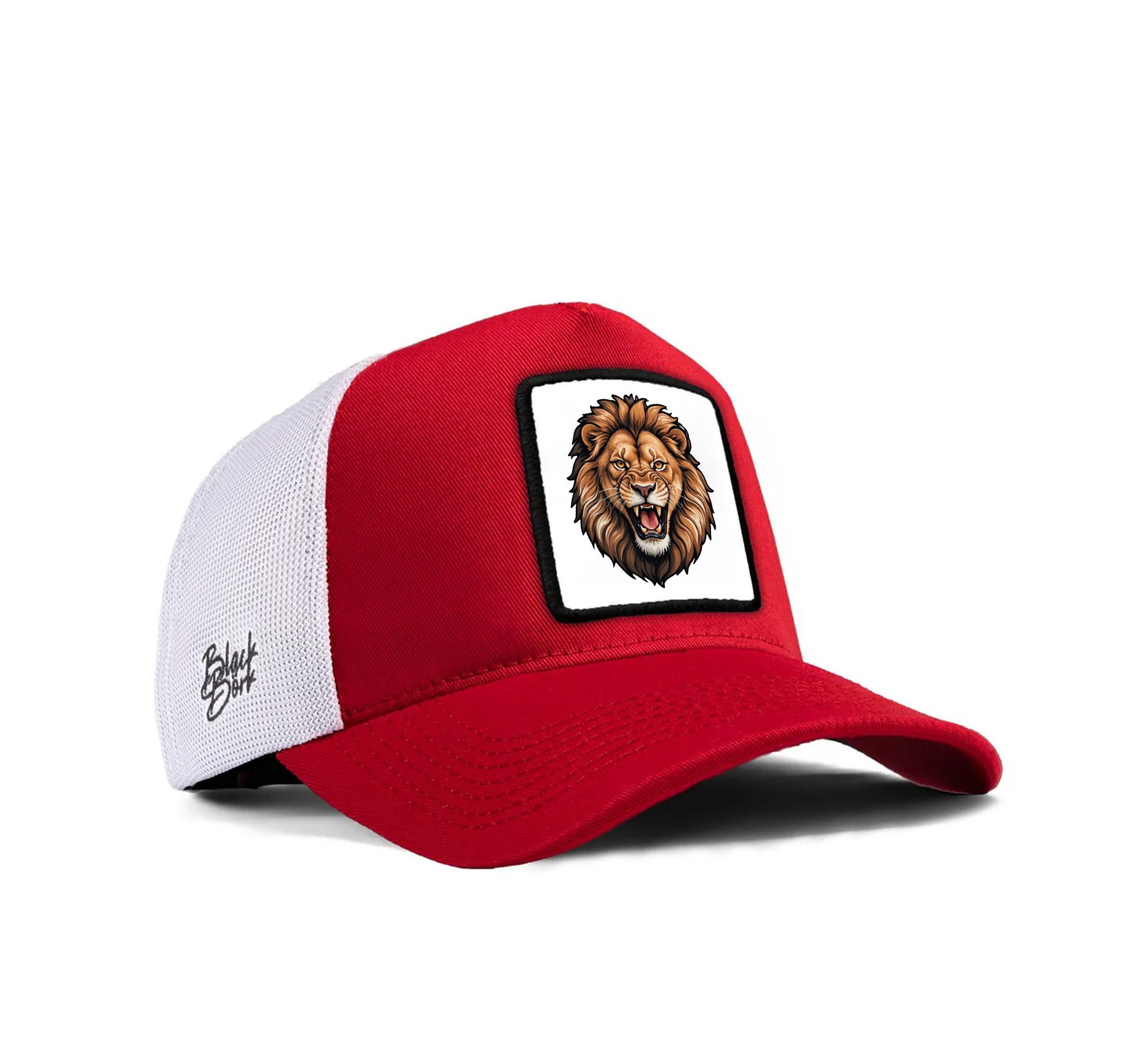 BlackBork Red And White Cap "King Lion"